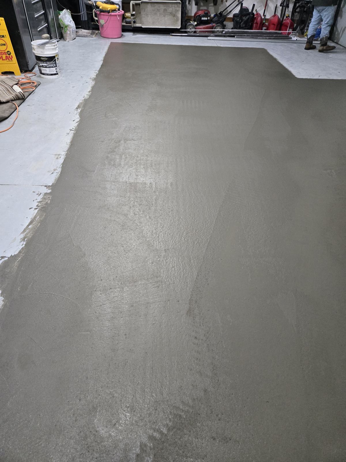 Freshly poured garage floor
